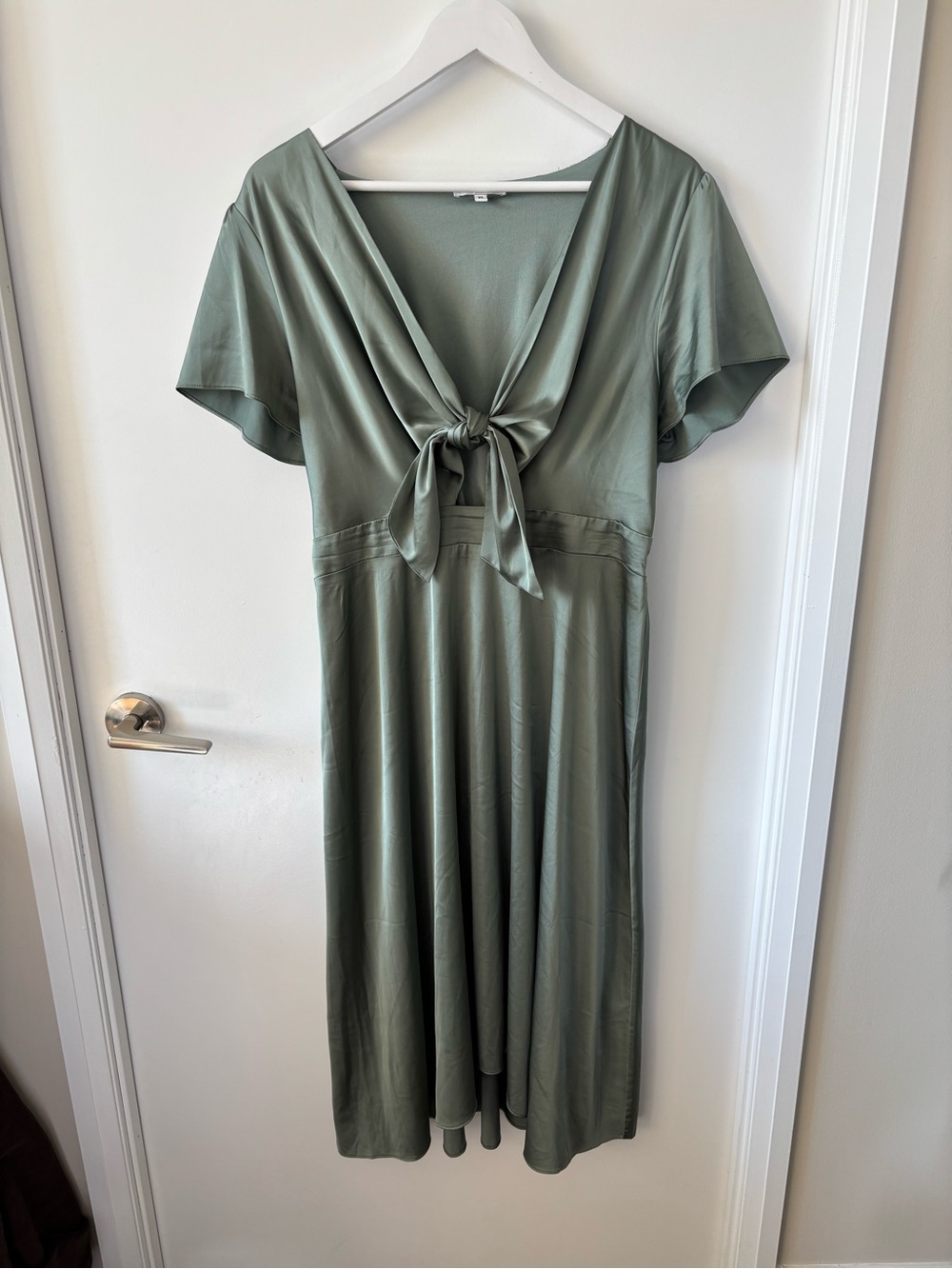 Baltic Born Mint Green Tie Front Dress with A Line Skirt and Elastic Waist